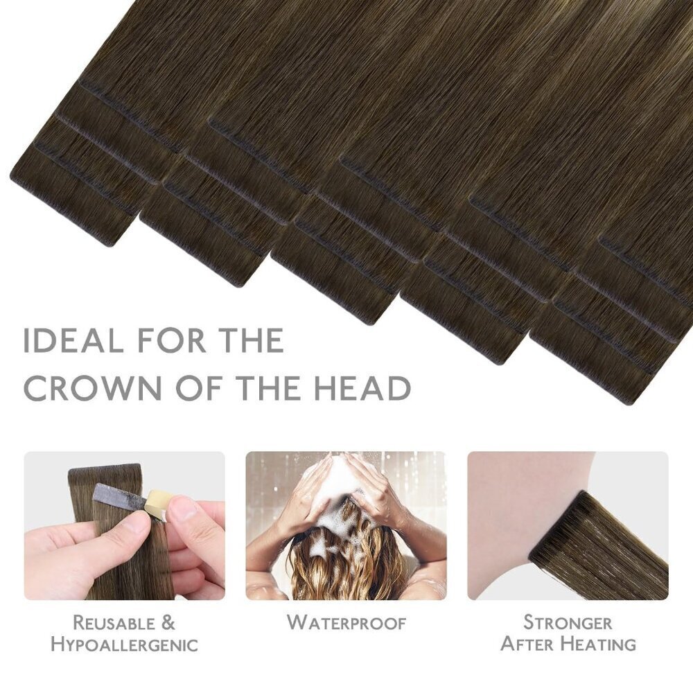 Invisi Edge Tape in Hair Extensions Human Hair, 14 Inch 50g 20pcs Balayage Choco - Picture 7 of 9